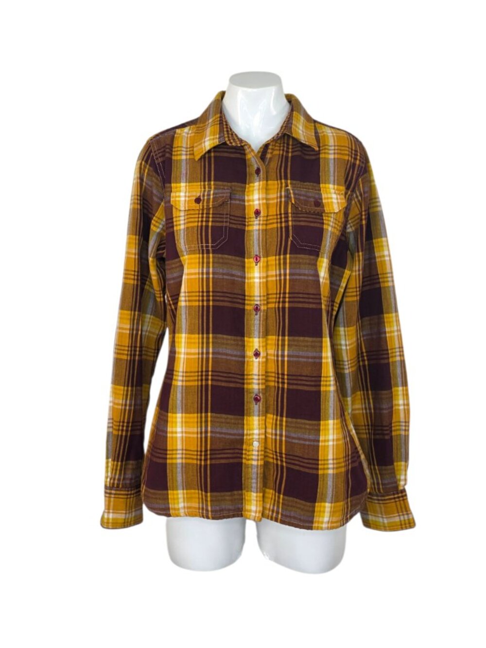 Kuhl Long Sleeve Button Front Flannel Shirt, Collared, Pockets, Womens Small